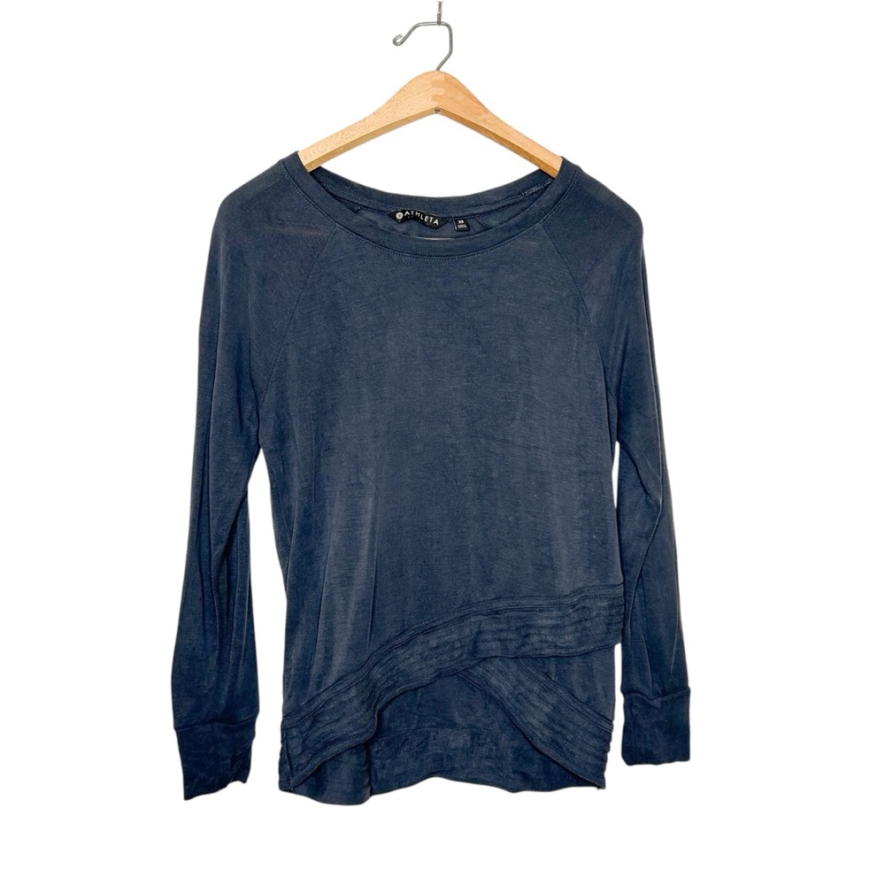 Athleta Women’s Navy Blue‎ Cris Cross Athletic Modal Knit Sweater Top XS